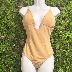 NWOT- Beige Plunge Shapewear Bodysuit